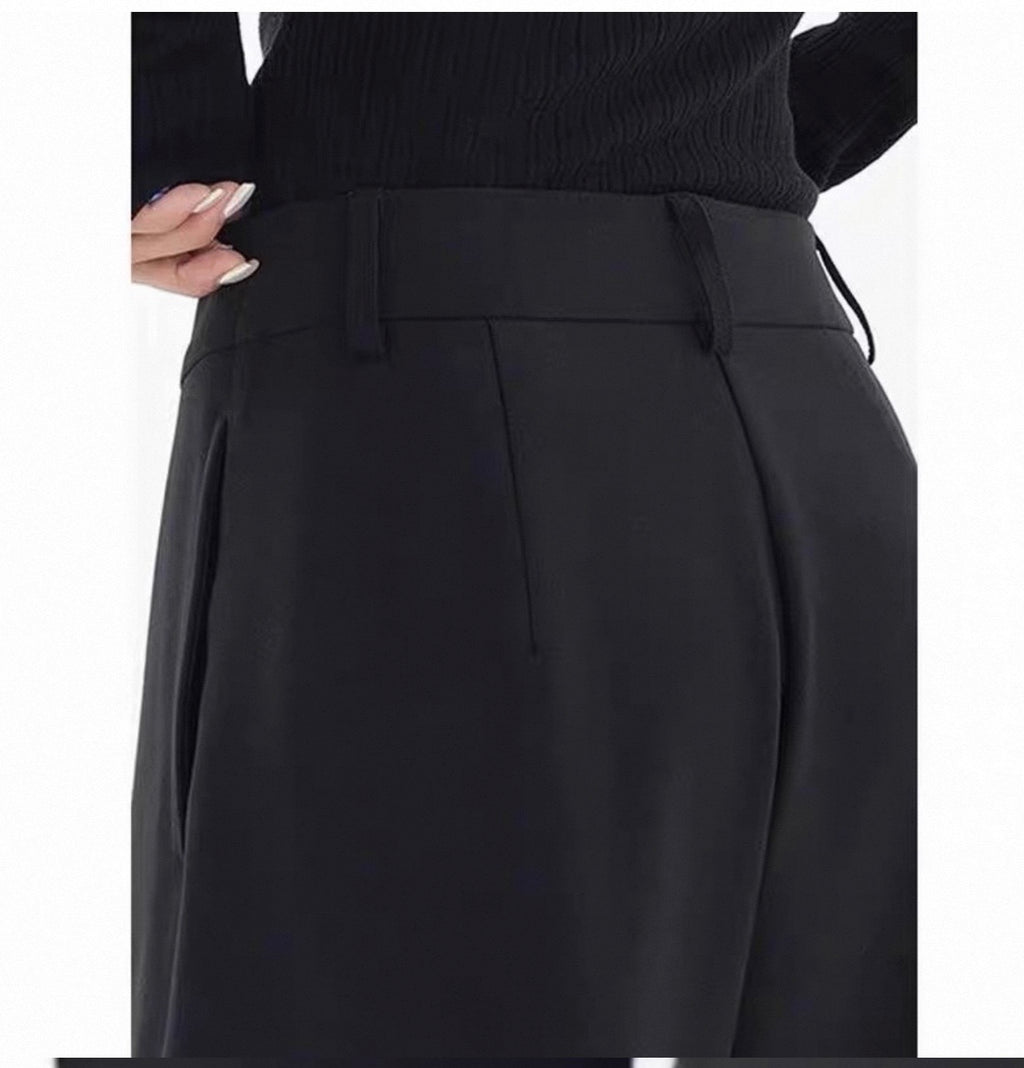 Layered Wrap-Front Wide-Leg Tailored Pants