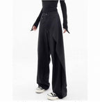 Layered Wrap-Front Wide-Leg Tailored Pants
