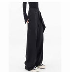 Layered Wrap-Front Wide-Leg Tailored Pants