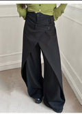 Layered Wrap-Front Wide-Leg Tailored Pants