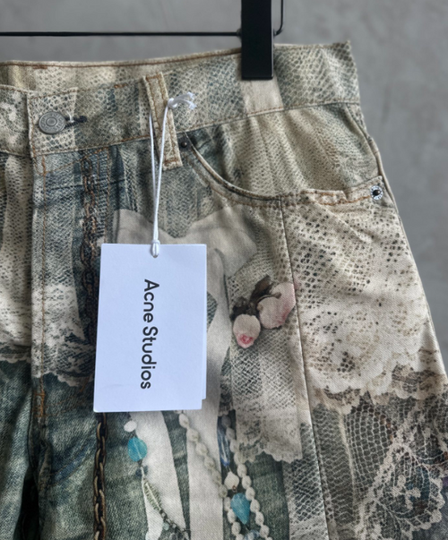 Acne Studios Trompe-l’Œil Pearl Chain Print Jeans