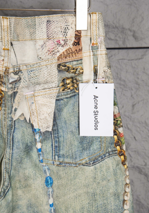 Acne Studios – Trompe-l’Œil Pearl & Lace Print Jeans