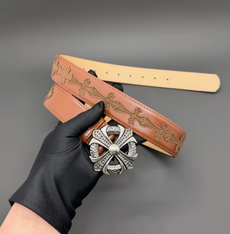 Chrome Hearts Brown Leather Belt